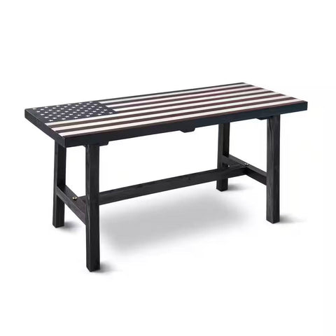 Outdoor Patio Backyard Garden Bench with American Flag Design