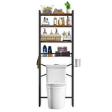 Over the Toilet Storage Freestanding Industrial Metal Wood Shelving Unit