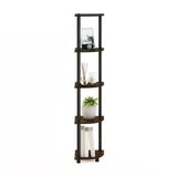 5-Shelf Modern Corner Bookcase in Black Brown Wood Finish