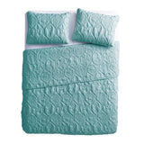 Queen Coastal Beach Starfish Seashell Seahorse Aqua Blue Teal 3-Piece Quilt Set