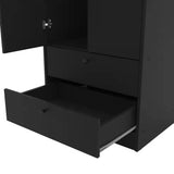 Black 2-Door Bedroom Armoire Wardrobe Cabinet with Hanging Rod and 2-Drawers