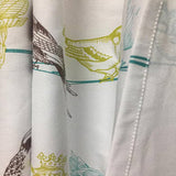 72-inch 100-Percent Cotton Fabric Shower Curtain with Teal Beige Black Birds