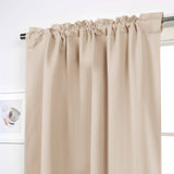 52 x 54 inch Solid Beige Cream Thermal Blackout Curtain Panels - Set of 2