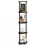 5-Shelf Modern Corner Bookcase in Espresso Black Wood Finish