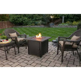 30-inch Outdoor Bronze LP Propane Gas Fire Pit with Lava Rocks and Cover