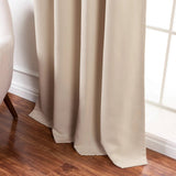 52 x 108 inch Solid Beige Cream Thermal Blackout Curtain Panels - Set of 2