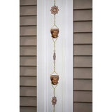 8.5 ft. Buddha Head Cups and Ohm Ornaments Copper Rain Chain Gutter Downspout