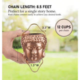 8.5 ft. Buddha Head Cups and Ohm Ornaments Copper Rain Chain Gutter Downspout