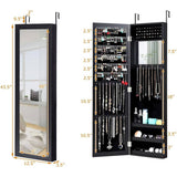 2-in-1 Black Wall or Door Mounted Jewelry Organizer Full Length Mirror