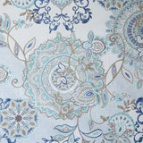 72-inch Cotton Shower Curtain with Blue Watercolor Paisley Floral Motif