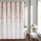 72-inch Off-White Beige Peach Pink Grey Floral Vines Flowers Shower Curtain