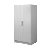 Bedroom Armoire Wardrobe Cabinet with Hanging Rail in Light Grey Wood Finish