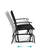 2 Seat Mesh Patio Loveseat Swing Glider Rocker with Armrests in Black