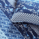 King Size Blues Boho Reversible Lightweight Quilt Set