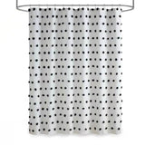 72-inch White Polyester Fabric Shower Curtain with Black Pom Pom Polka Dots