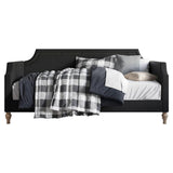 Twin size Black Polyester Fabric Upholstered Daybed with Nailhead Trim