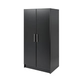 Bedroom Armoire Wardrobe Cabinet with Hanging Rail in Black Wood Finish