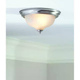 Round 11-inch Brushed Nickel Flush Mount Ceiling Light with Frosted Glass Shade