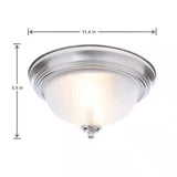 Round 11-inch Brushed Nickel Flush Mount Ceiling Light with Frosted Glass Shade