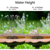 Solar Powered Birdbath to Water Fountain Kit with 4 Nozzle Heads