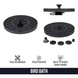 Solar Powered Birdbath to Water Fountain Kit with 4 Nozzle Heads