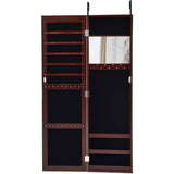 2-in-1 Dark Brown Wall or Door Mounted Jewelry Organizer Full Length Mirror