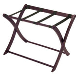 Solid Wood Folding Luggage Rack in Medium Brown Finish with Black Nylon Straps