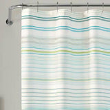 72-inch Sea Breeze Blue Green White Cabana Stripe Cotton Shower Curtain