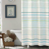 72-inch Sea Breeze Blue Green White Cabana Stripe Cotton Shower Curtain