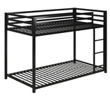 Twin over Twin size Modern Low Height Black Metal Bunk Bed