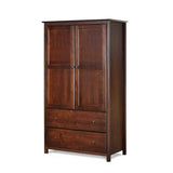 Solid Wood Bedroom Armoire Wardrobe Cabinet with Hanging Bar in Cherry Finish