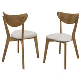 Set of 2 - Mid-Century Modern Wood Dining Chair with Faux Leather Seat