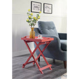 Folding TV Tray Bedside Table in Coral Red Pink Orange Wood Finish