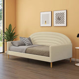 Twin size Mid-Century Modern Off-White Cream Velvet Upholstered Daybed