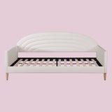 Twin size Mid-Century Modern Off-White Cream Velvet Upholstered Daybed