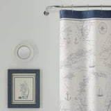 72-inch Cotton Shower Curtain with Florida Keys Ship Map Pattern