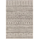 5 ft. x 8 ft. Black Off-White Chevron Coastal Boho Style Indoor Outdoor Area Rug