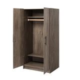 Bedroom Armoire Wardrobe Cabinet with Hanging Rail in Grey Brown Wood Finish