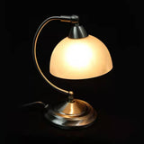 Small Bankers Lamp Desk Light Table Lamp with Marbleized White Glass Shade