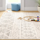 8-ft. x 10-ft. Hand Woven Wool Blend Grey Beige Ivory Persian Style Area Rug