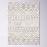 8-ft. x 10-ft. Hand Woven Wool Blend Grey Beige Ivory Persian Style Area Rug