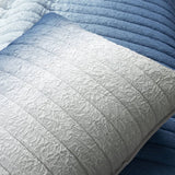 Full/Queen Navy Blue Grey Lightweight Wrinkle Fabric 3 Piece Quilt Set