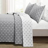 Full/Queen Size 3-Piece Reversible Cotton Yarn Woven Quilt Set in Grey and White