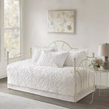 5-Piece French Country White Chenille Medallion Cotton Daybed Cover Bedding Set