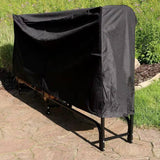 Indoor/Outdoor 8-ft. Black Metal Firewood Rack with Cover