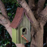 Dark Green Wood Hanging Bird House for Outdoor Garden Deck Patio Tree