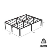 Full 18-inch Rounded Edge Corners Metal Bed Frame with Under-bed Storage Space