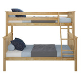 Twin over Full size Solid Wooden Bunk Bed in Natural Pine Wood Finish