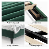 Full size Green Velvet Upholstered Platform Bed Frame with Headboard