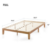 Full size Solid Wood Platform Bed Frame in Natural Wooden Finish